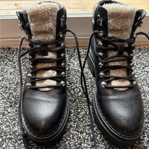 Marc Fisher Black Ankle Boots with Cream Lining